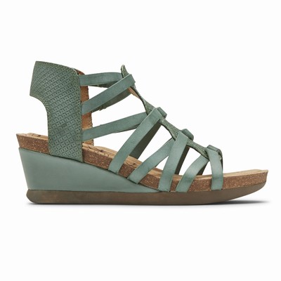 Cunhas Rockport Cobb Hill Shona T-Strap Mulher Verdes PT-86943